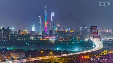 广州新光大桥珠江新城夜景延时固定延时摄影